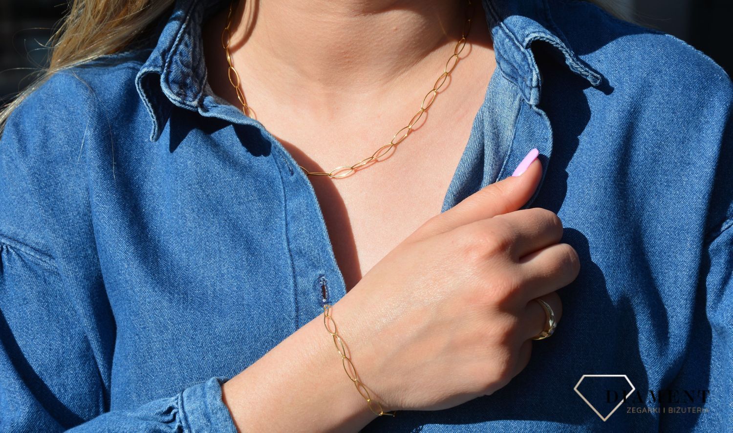 Naszyjnik srebrny pozł. owalne ogniwka Dall'Acqua.jpg